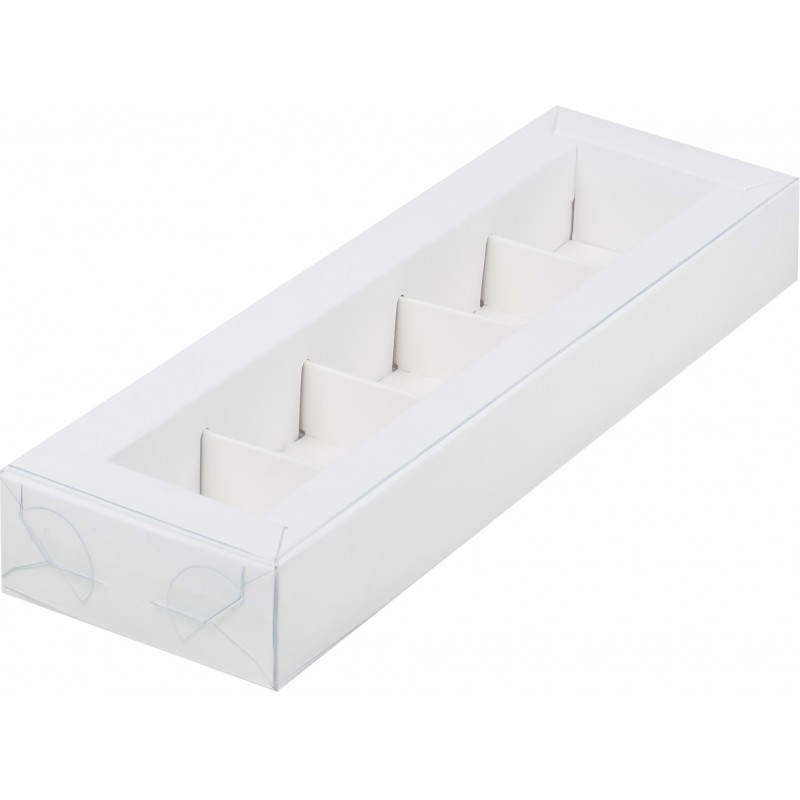Коробка для конфет на  5шт белая с прозрачной крышкой
